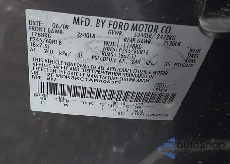 2010 Ford Edge Limited z USA, uszkodzony, nr VIN 2FMDK3KC1ABA05577